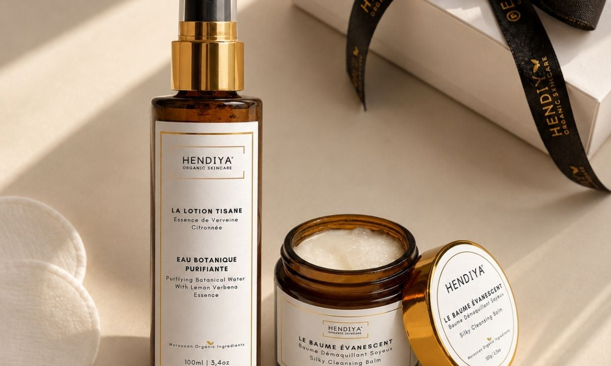 Double démaquillage Hendiya® bio : Le Baume Évanescent et La Lotion Tisane, duo démaquillant et eau micellaire