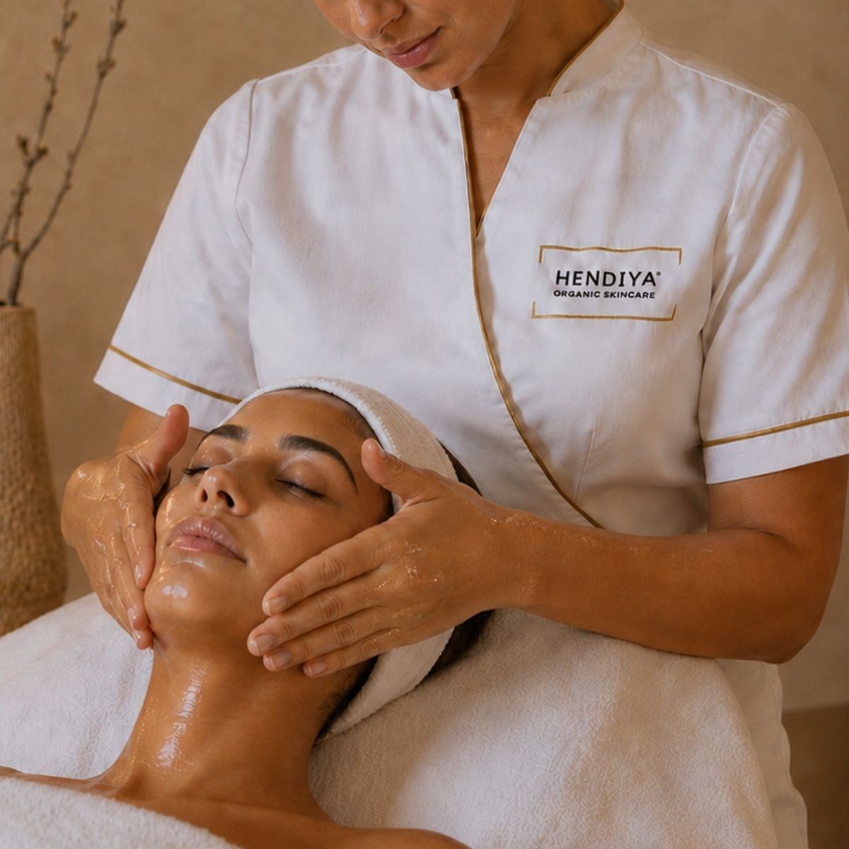 Massage facial Modelage Hendiya®, gestes ciblés sur les joues et le contour des yeux, Organic Face Yoga