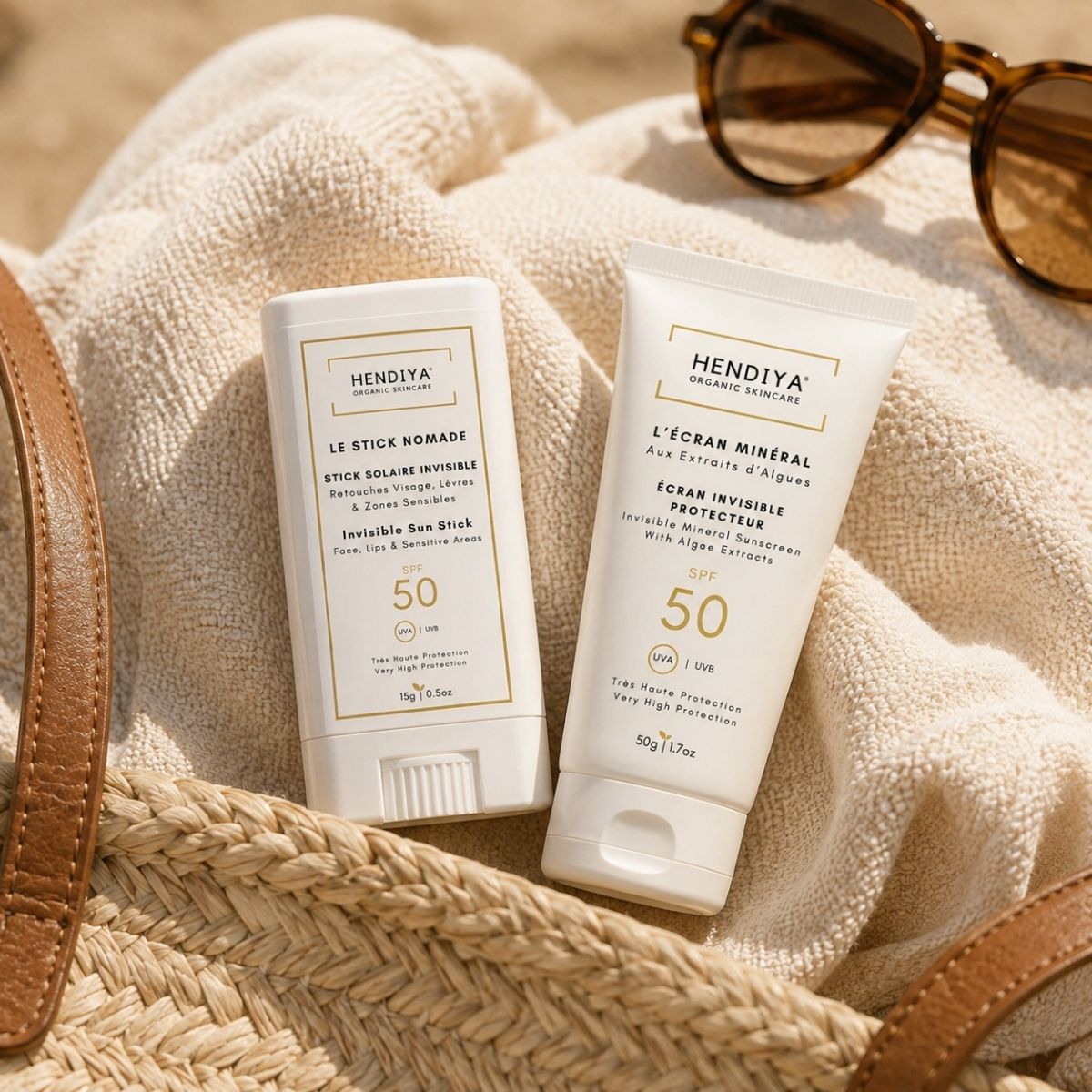 Hendiya® sun protection ritual: L'Écran Minéral and Le Stick Nomade