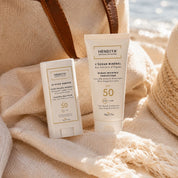 Hendiya sun care duo: L'Écran Minéral SPF 50+ and Le Stick Nomade SPF 50+ for touch-ups